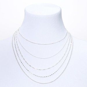 🌬️ Silver Delicate Chain Multi Strand Necklace